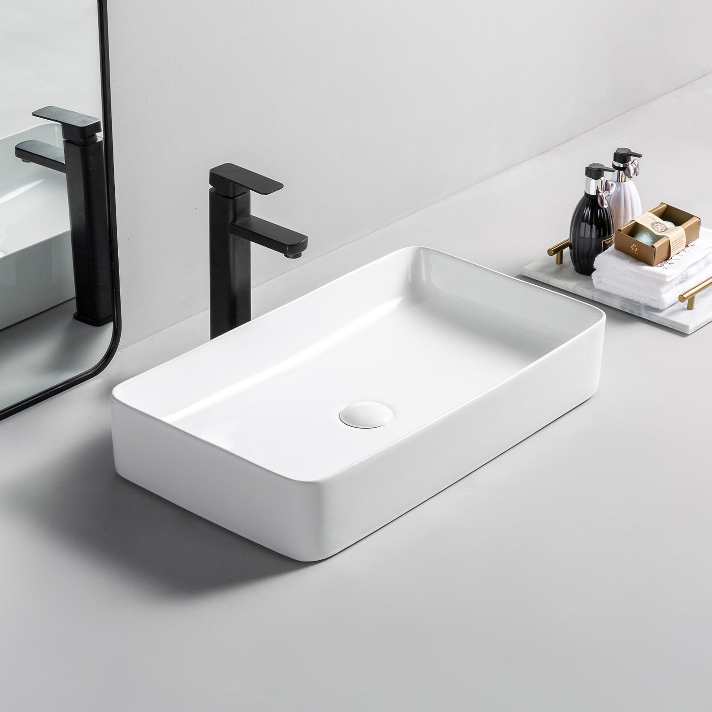 Aufsatz Keramik Waschbecken Soho Brillant Weiß 60 cm