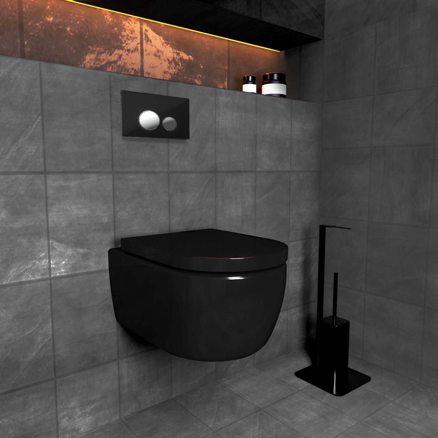 Drückerplatte Glas Schwarz Kompatibel zu Geberit Duofix SIGMA DELTA & BASIC (UP 320) 2 Mengenspülung