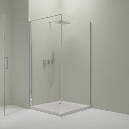 Eck-Duschkabine mit Drehtür – 8 mm Sicherheitsglas in Chrom, versch. Größen
