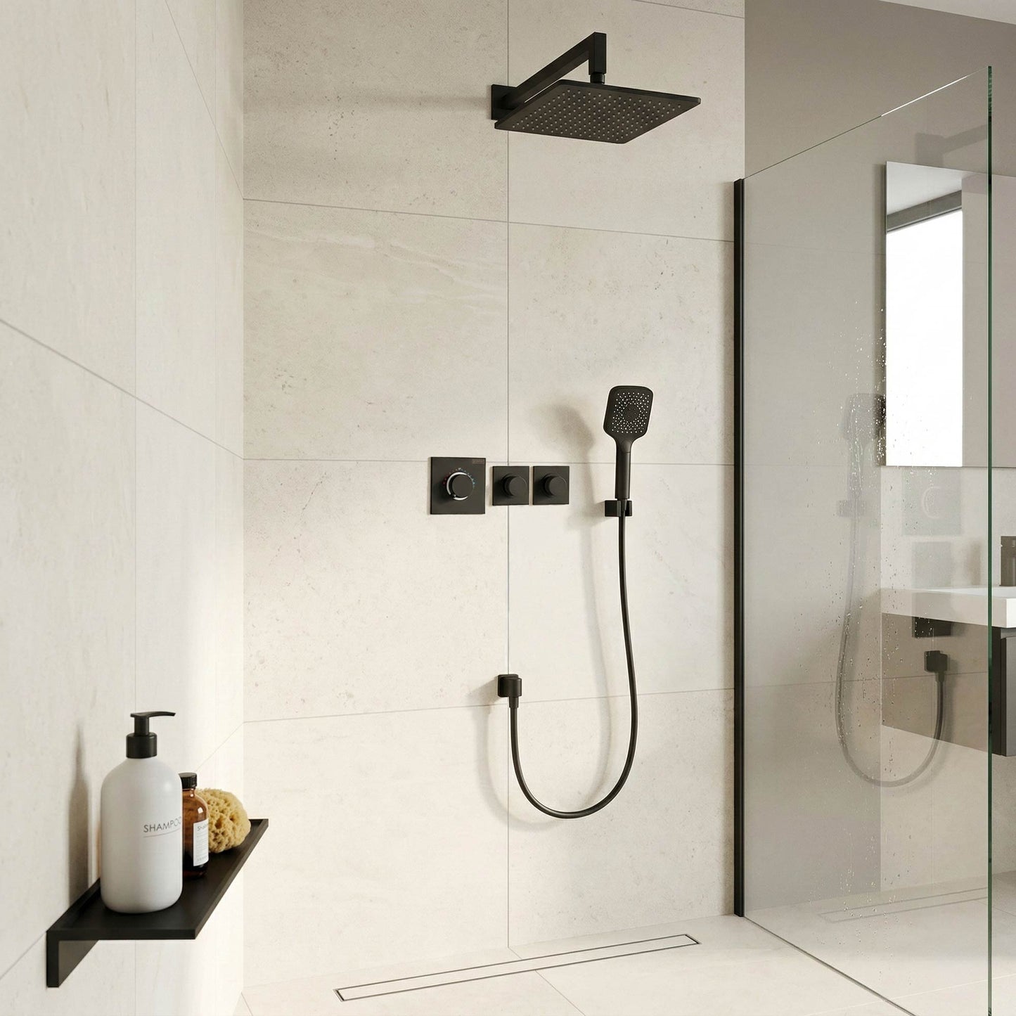 Soho 2 Wege Unterputz Thermostat Armatur Schwarz Matt