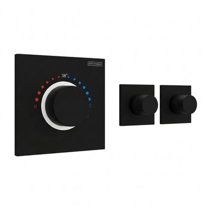 Soho 2 Wege Unterputz Thermostat Armatur Schwarz Matt