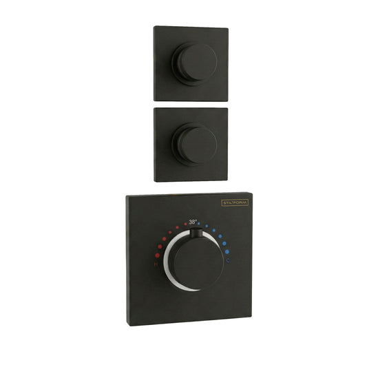 Soho 2 Wege Unterputz Thermostat Armatur Schwarz Matt