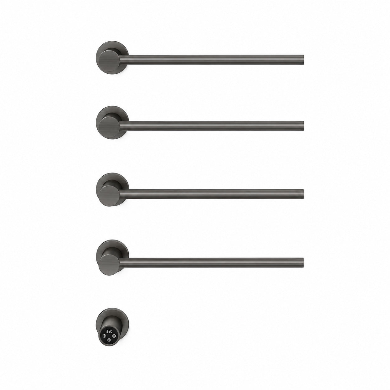 Unterputz Elektro-Badheizkörper 60W – 4 Stäbe, Gunmetal Gebürstet, ca. 60x50 cm, regelbares Thermostat