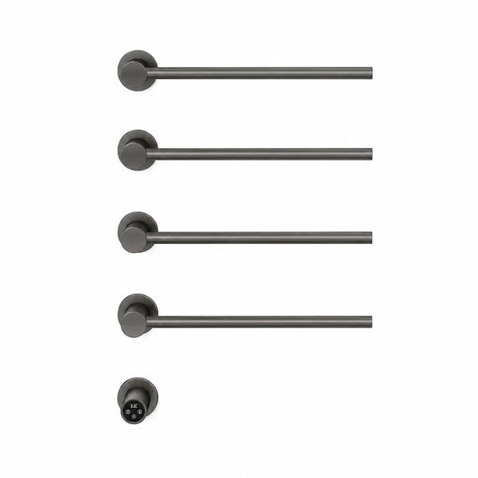 Unterputz Elektro-Badheizkörper 60W – 4 Stäbe, Gunmetal Gebürstet, ca. 60x50 cm, regelbares Thermostat
