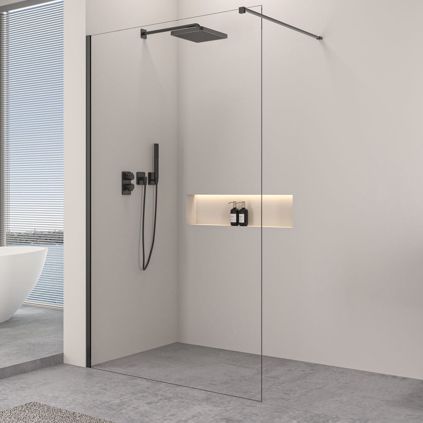 Walk-In Duschtrennwand 10mm ESG Glas 80-160 cm
