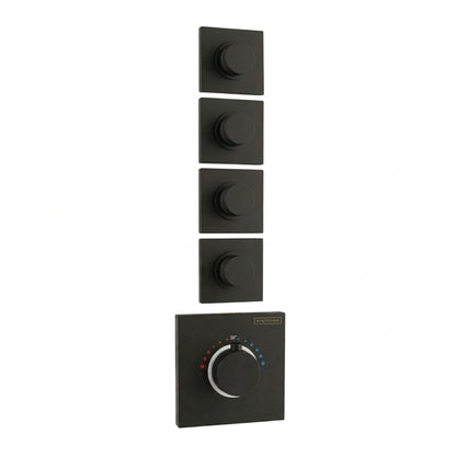 Soho 4 Wege Unterputz Thermostat Armatur Schwarz Matt