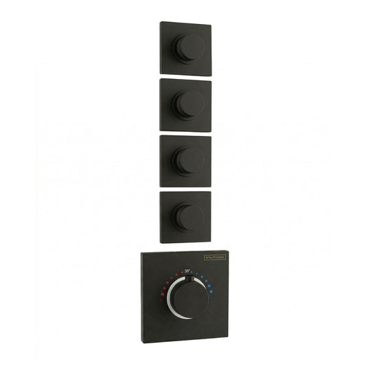 Soho 4 Wege Unterputz Thermostat Armatur Schwarz Matt