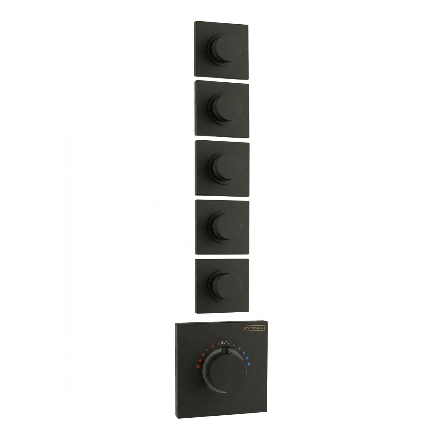 Soho 5 Wege Unterputz Thermostat Armatur Schwarz Matt inkl UP-Körper