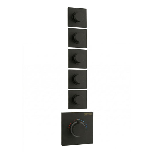 Soho 5 Wege Unterputz Thermostat Armatur Schwarz Matt inkl UP-Körper