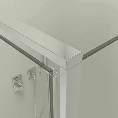 Eck-Duschkabine mit Drehtür – 8 mm Sicherheitsglas in Chrom, versch. Größen