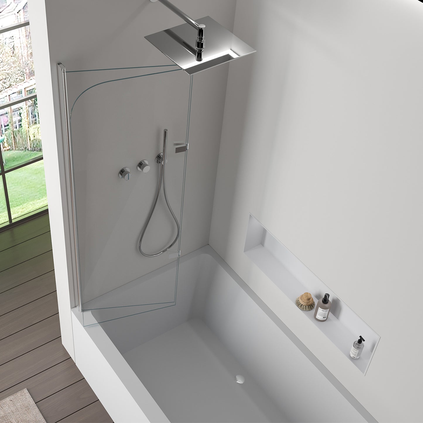 Badewannenaufsatz Glas Duschwand Chrom 120x140 Faltwand