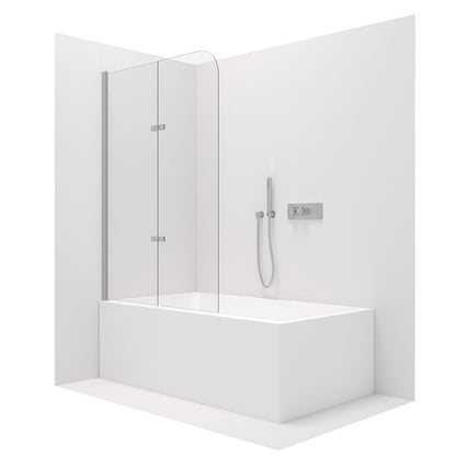 Badewannenaufsatz Glas Duschwand Chrom 120x140 Faltwand