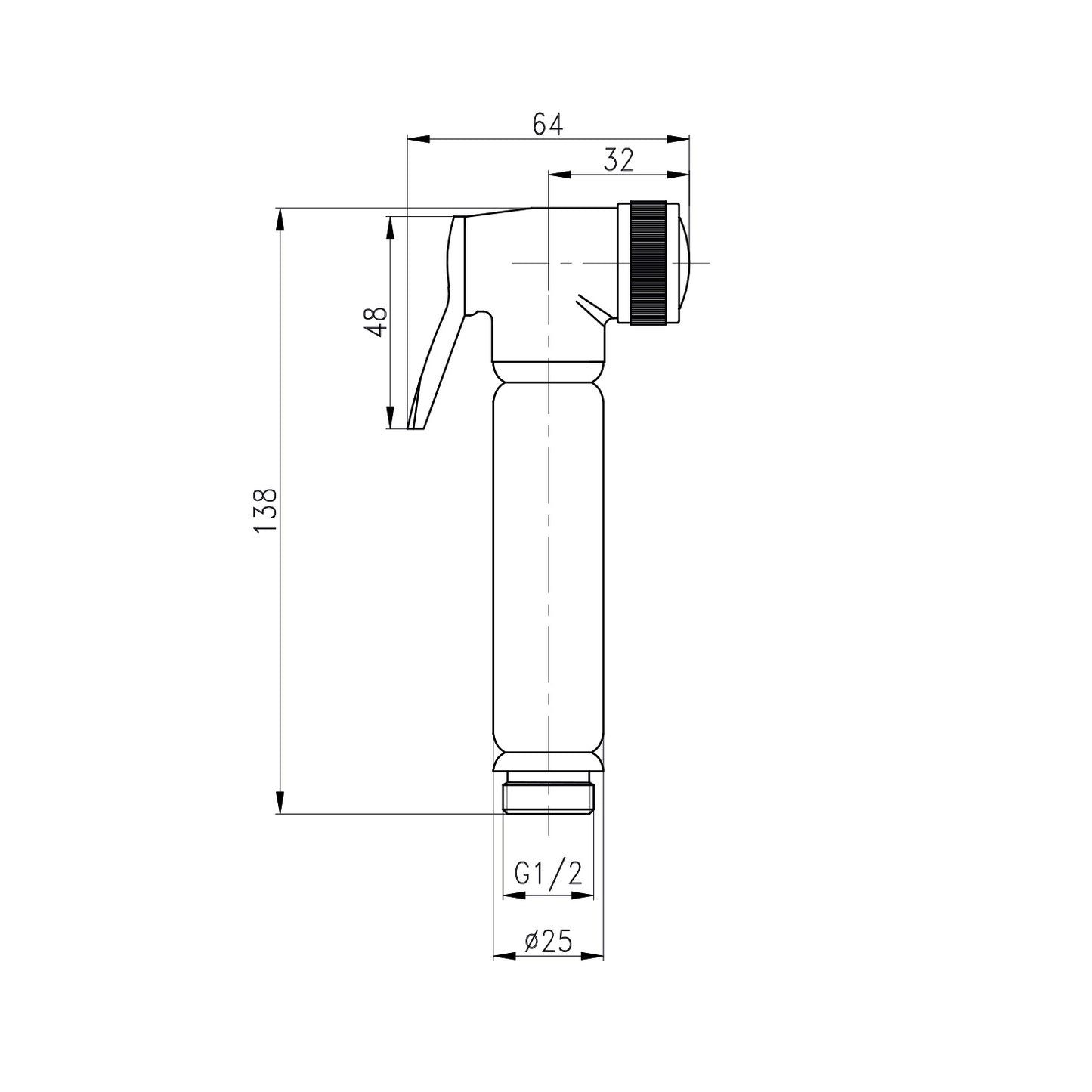 Design WC/Bidet Handbrause Komplettset mit Absperrventil - Rund in Schwarz Matt