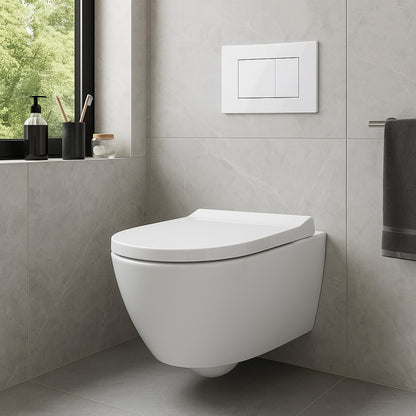 Drückerplatte Weiß Glänzend Kompatibel zu Geberit Duofix Sigma (UP 320) 2 Mengenspülung