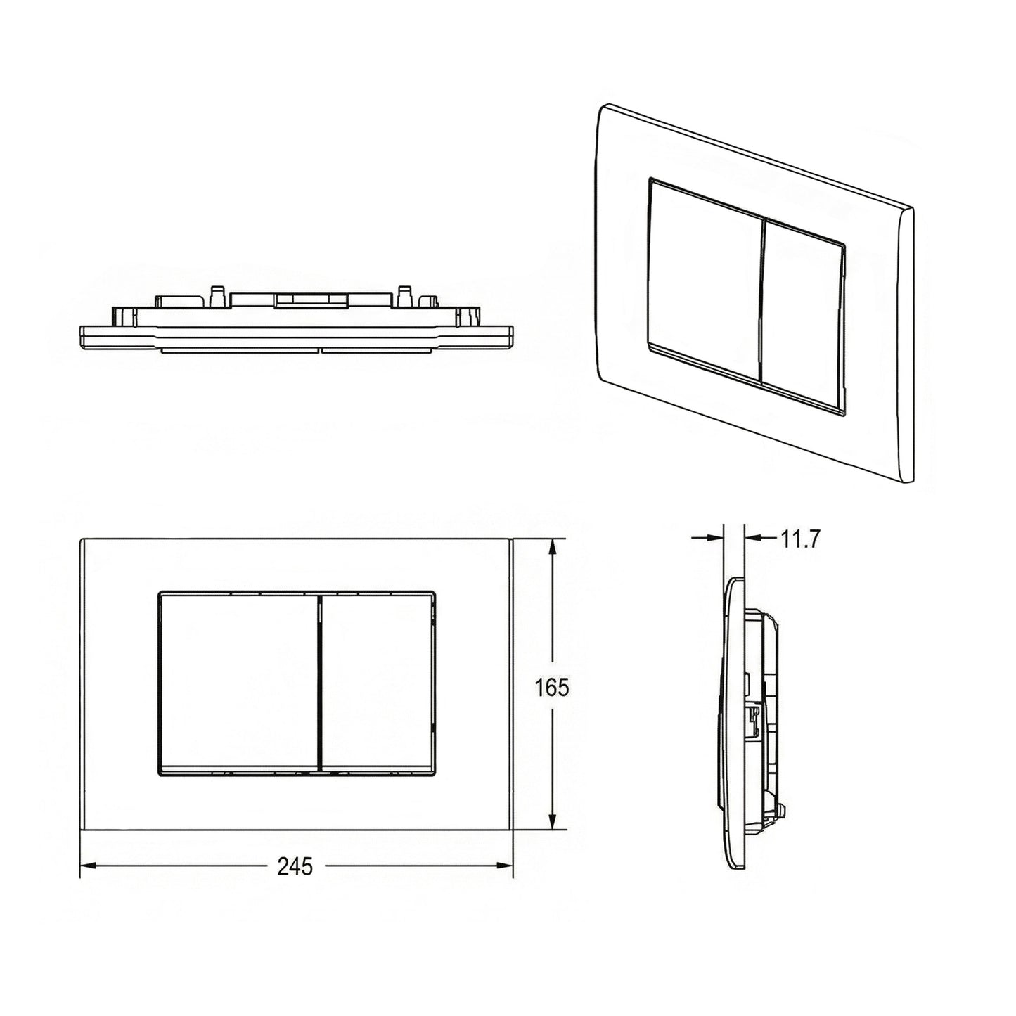 Drückerplatte Weiß Matt Kompatibel zu Geberit Duofix Sigma (UP 320) oder DELTA 2 Mengenspülung
