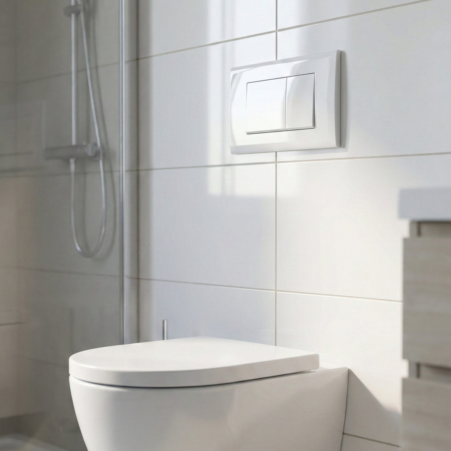 Drückerplatte Weiß Glänzend Kompatibel zu Geberit Duofix Sigma (UP 320) 2 Mengenspülung