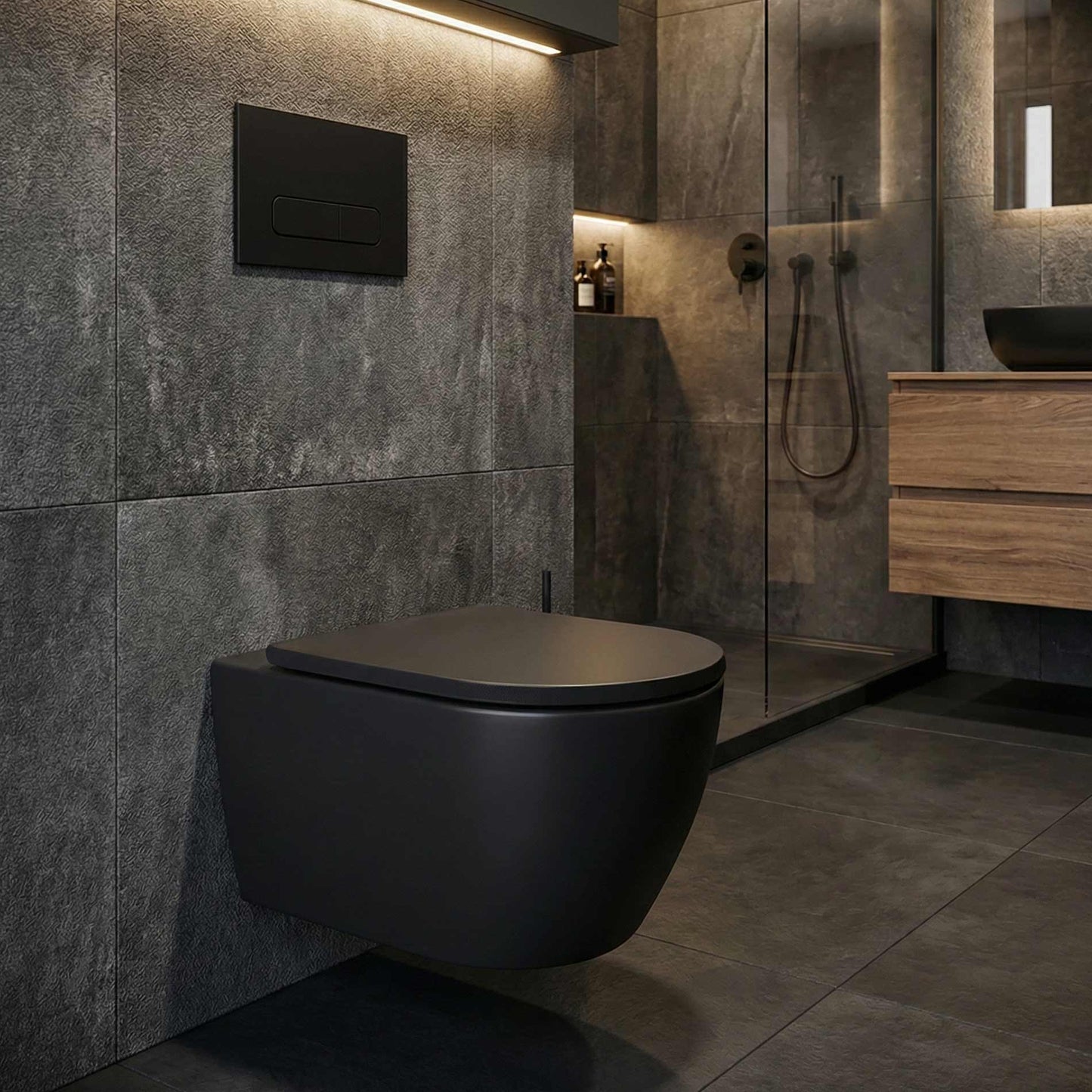 Drückerplatte Schwarz Matt Kompatibel zu Geberit Duofix Sigma / Delta 2 Mengenspülung