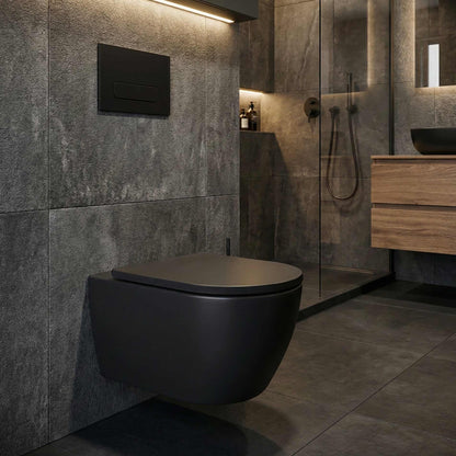 Drückerplatte Schwarz Matt Kompatibel zu Geberit Duofix Sigma / Delta 2 Mengenspülung