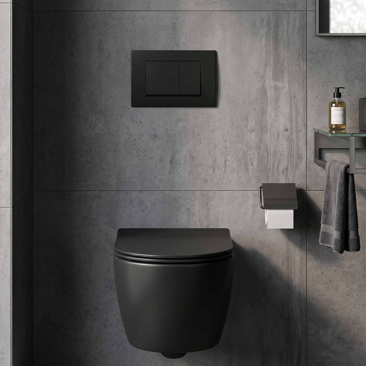 Drückerplatte Schwarz Matt Kompatibel zu Geberit Duofix Sigma / Delta 2 Mengenspülung