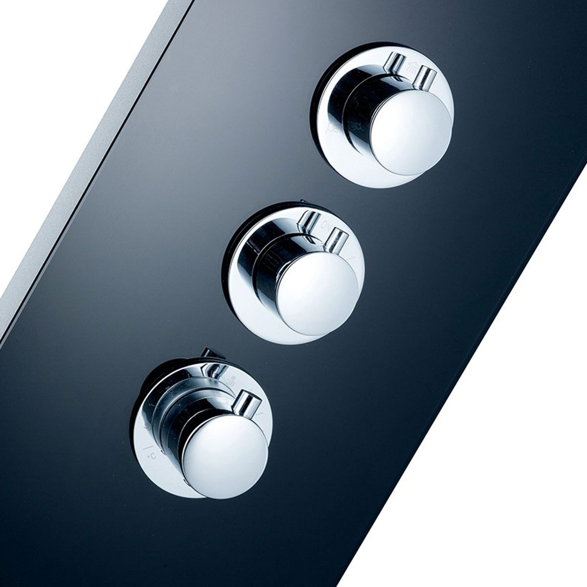 Edles Glas Duschpaneel mit Thermostat Schwarz
