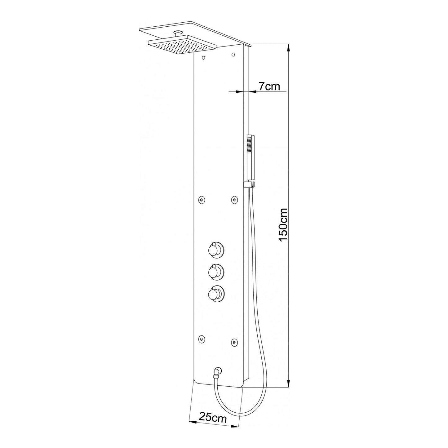 Edles Glas Duschpaneel mit Thermostat Schwarz