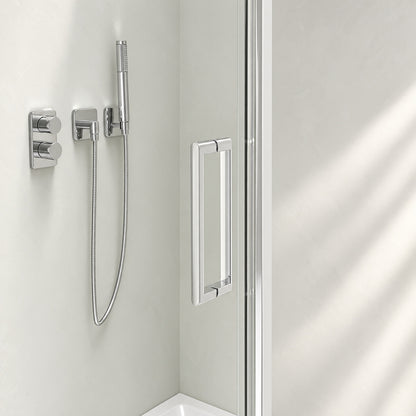 Eck-Duschkabine mit Drehtür – 8 mm Sicherheitsglas in Chrom, versch. Größen