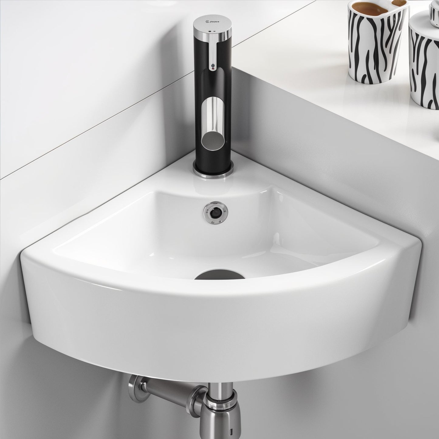 Eck Keramik Waschbecken Gäste WC 46x32 cm