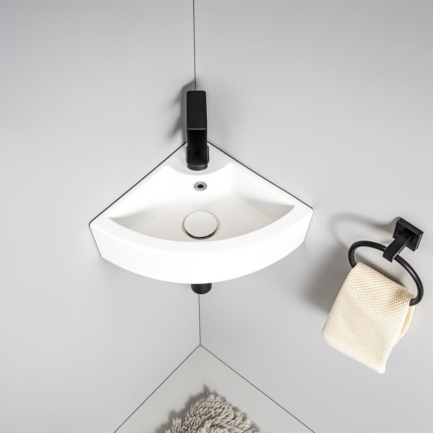 Eck Keramik Waschbecken Gäste WC 46x32 cm