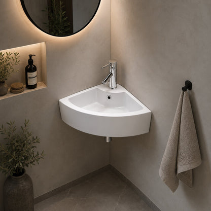 Eck Keramik Waschbecken Gäste WC 46x32 cm