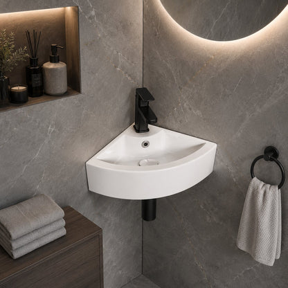 Eck Keramik Waschbecken Gäste WC 46x32 cm