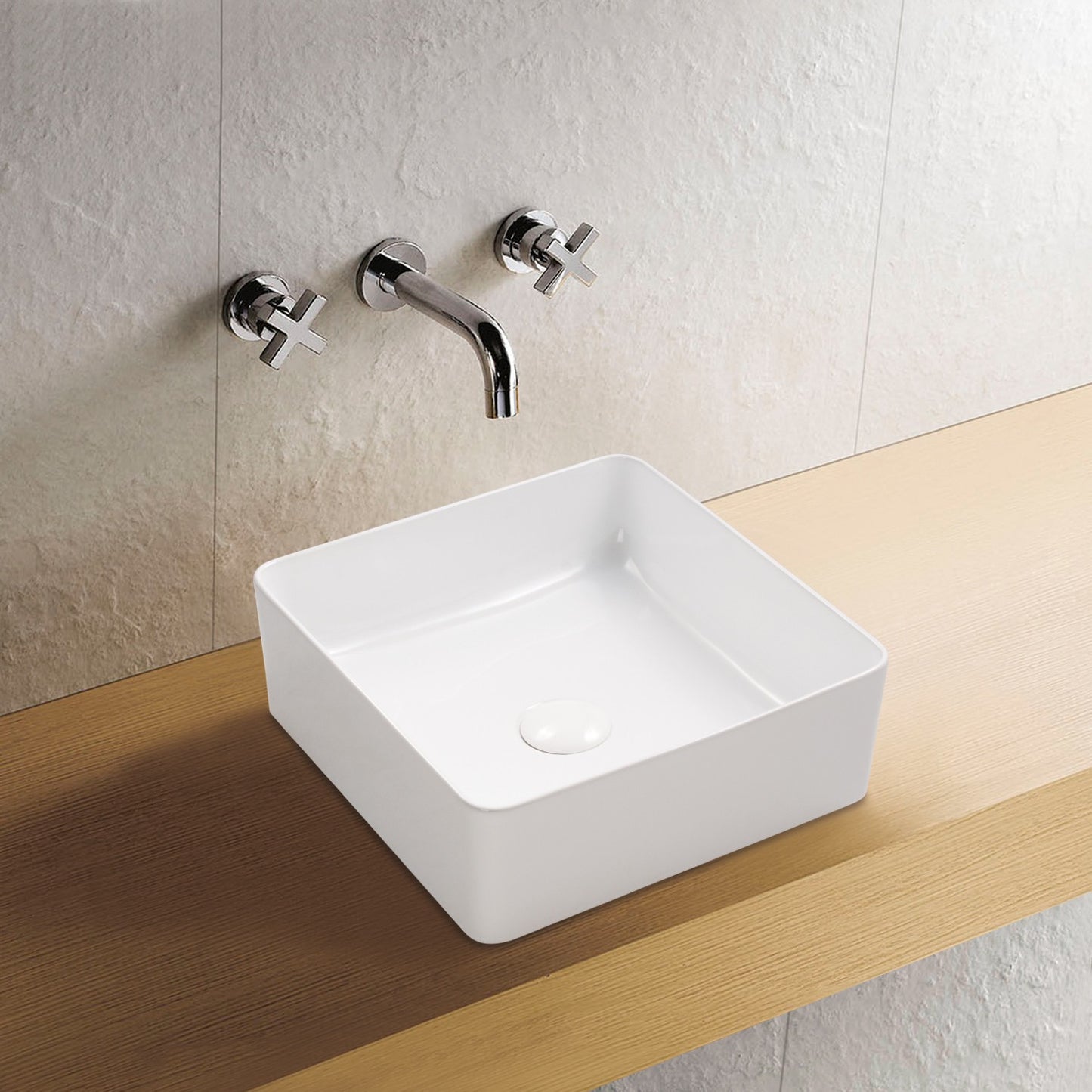 Aufsatz Keramik Waschbecken Soho Brillant Weiß 36 x 36 cm