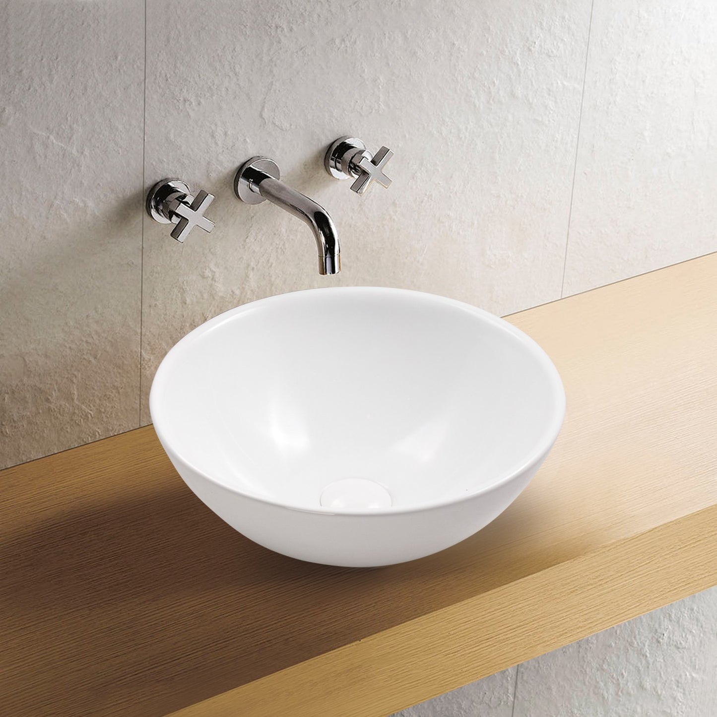Aufsatz Keramik Waschbecken Rund Highline Brillant Weiß 40 cm