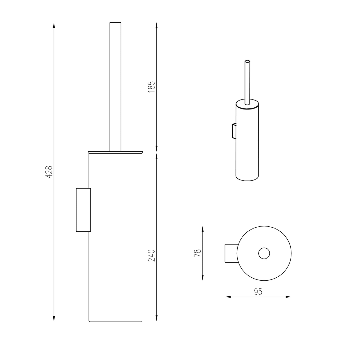 Toilettenbürstenhalter Highline Serie in Schwarz Matt