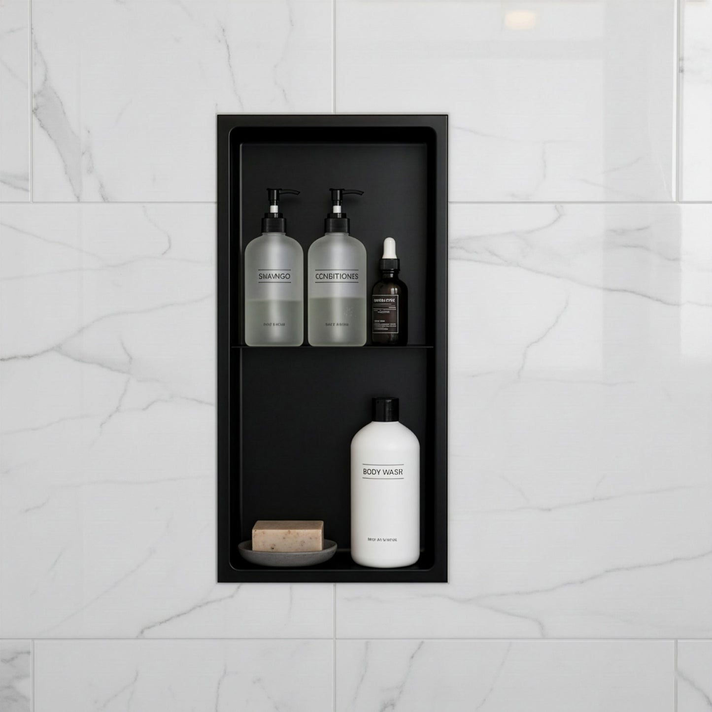 Stilform Wandnische Edelstahl Schwarz Matt in 60x30 mit Unterteilung