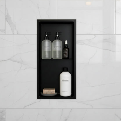 Stilform Wandnische Edelstahl Schwarz Matt in 60x30 mit Unterteilung