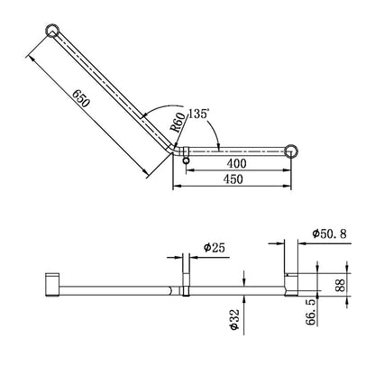 Mecca CARE 32MM AMBULANT 45° Stützgriff 450X650MM