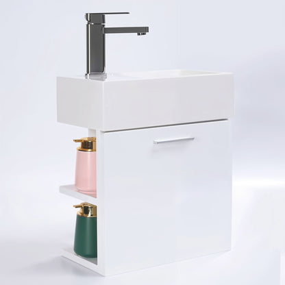 Gäste-WC Badmöbel Waschbecken mit Unterschrank und Ablagefächer Handwaschbecken