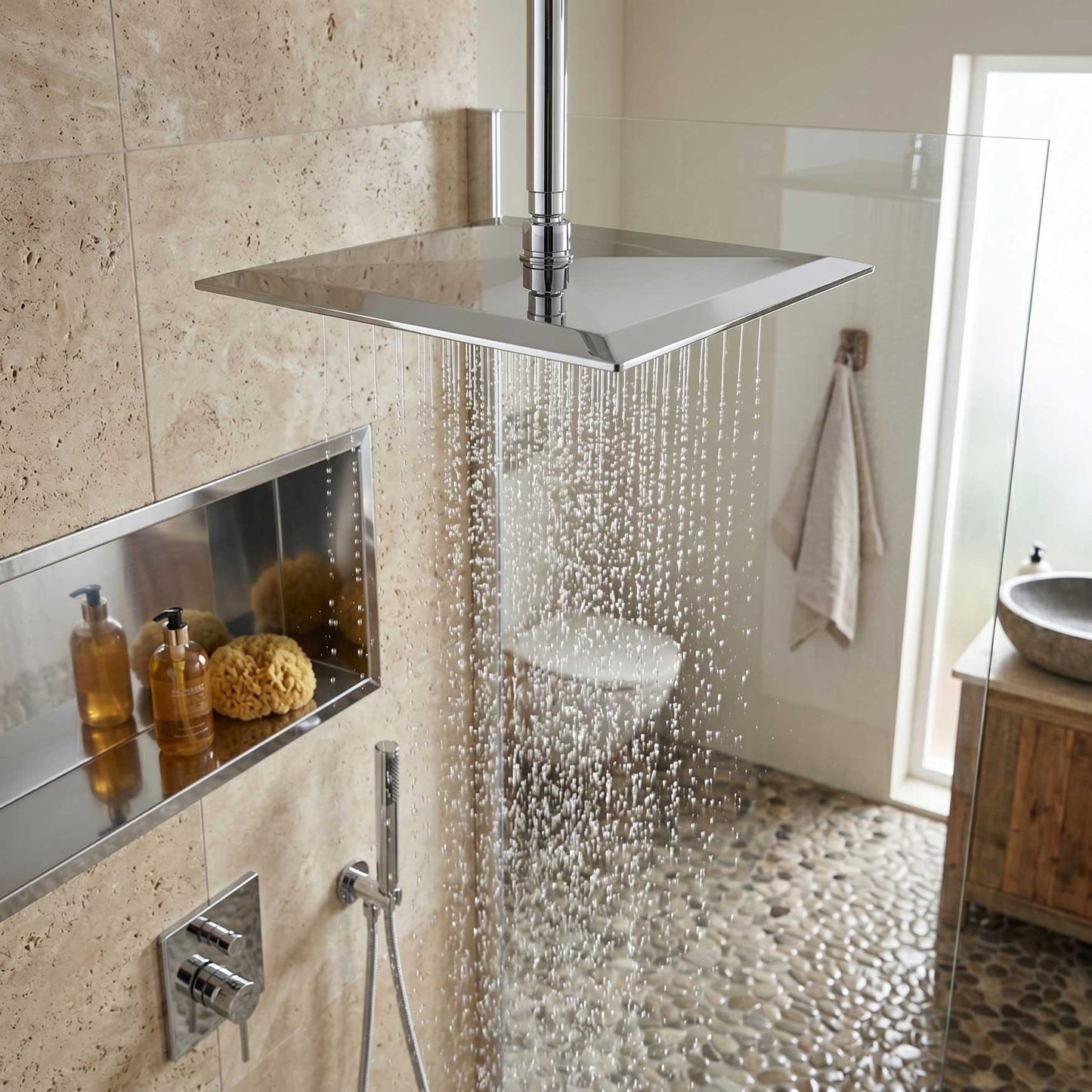 Luxus Edelstahl 500*500 Regendusche mit 361 (!!) Düsen 50 cm Duschkopf