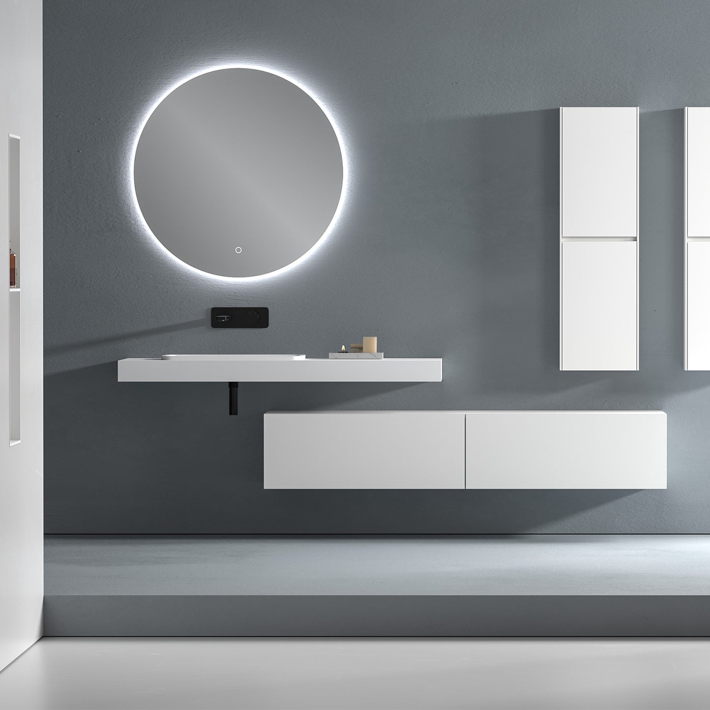 LED Spiegel Ø 60/80/100 cm mit Spiegelheizung Warm-/Kaltlichteinstellung Badspiegel