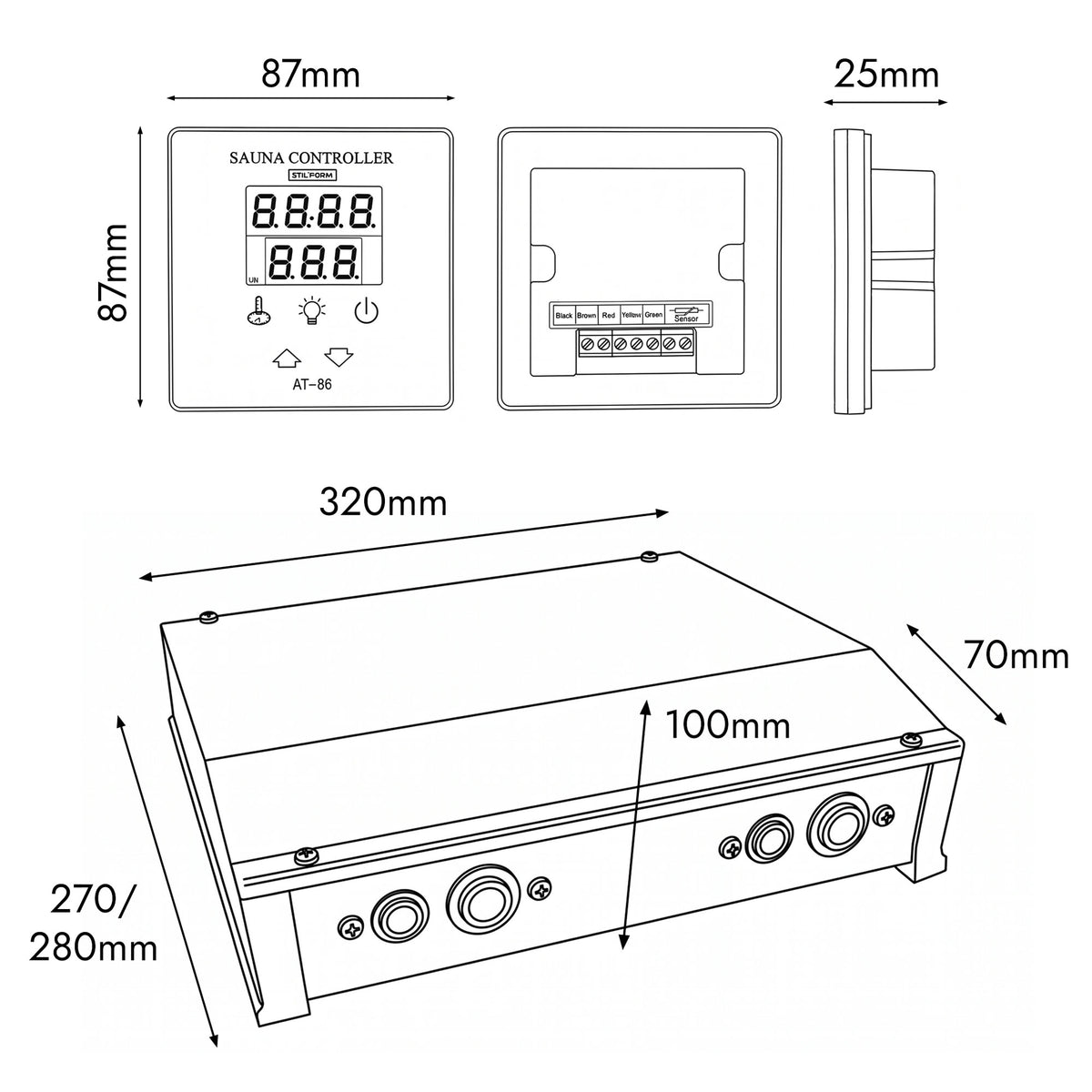 Saunaofen Thermolux 4,5KW/6KW Gunmetal – Touch/Digital Controller