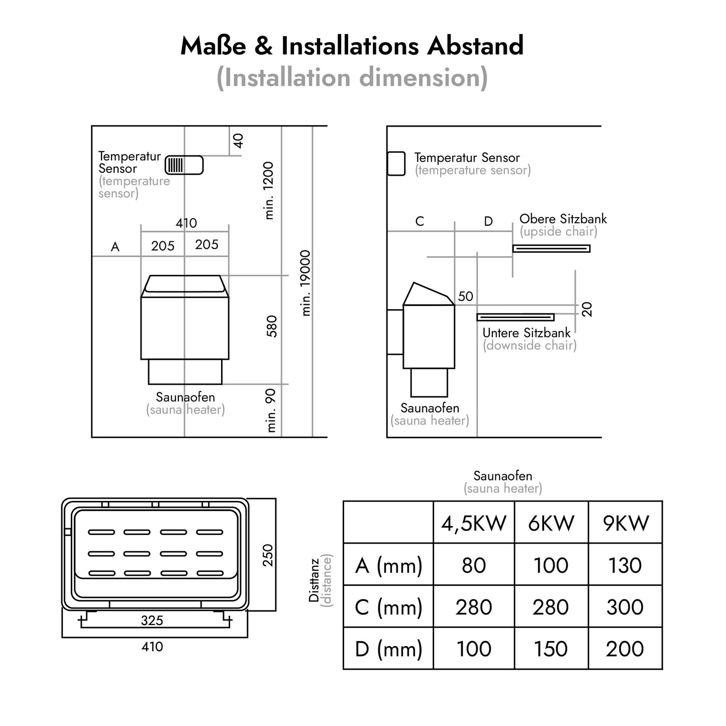 Saunaofen Thermolux 9KW Gunmetal – Touch/Digital Controller