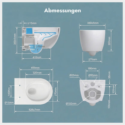 Spülrandloses Dusch-WC SOHO 4.0 mit abnehmbarem Softclose Sitz Taharet