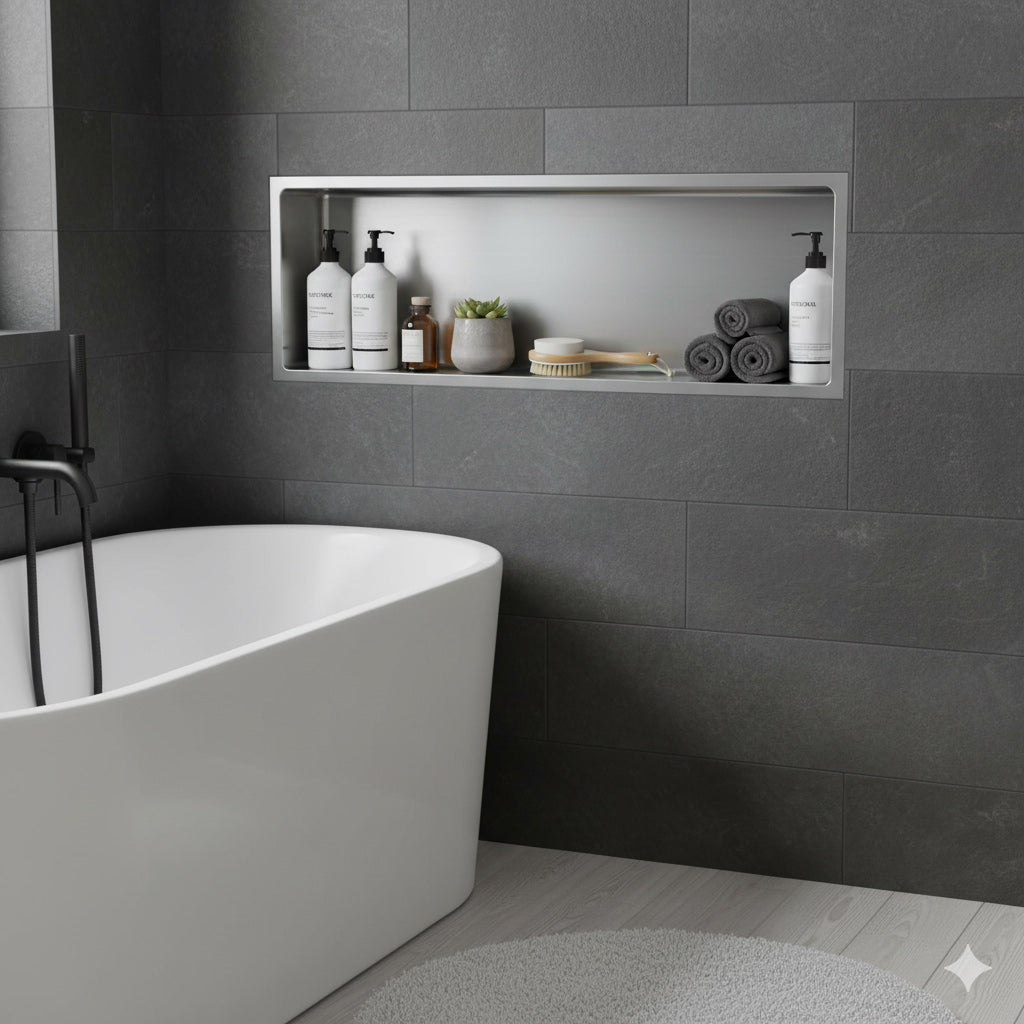 Stilform Wandnische Gebürsteter Edelstahl in 30x30, 60x30