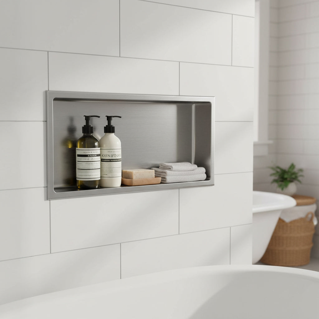 Stilform Wandnische Gebürsteter Edelstahl in 30x30, 60x30