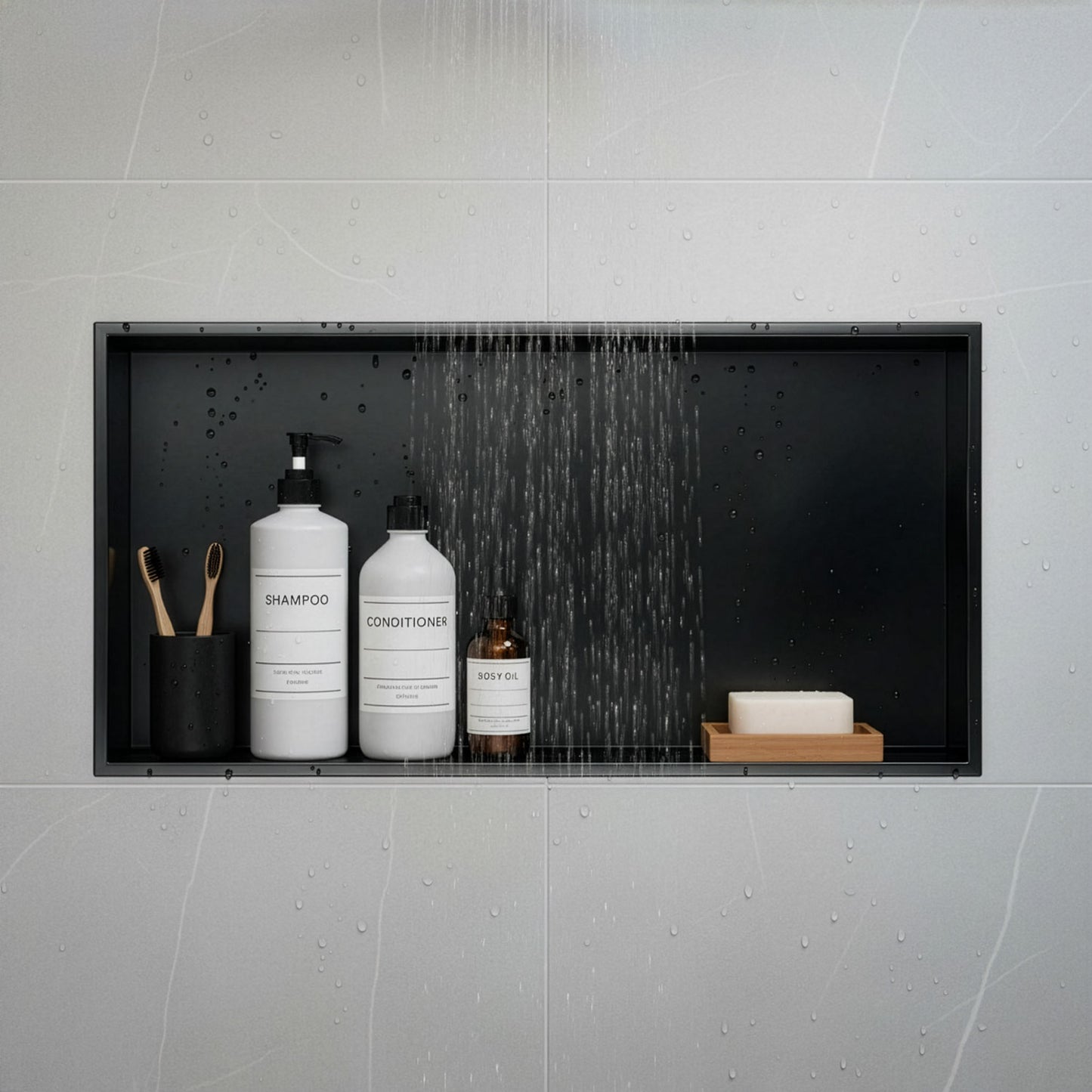 Edelstahl Wandnische Minimal Matt Schwarz in 30x30, 60x30 cm