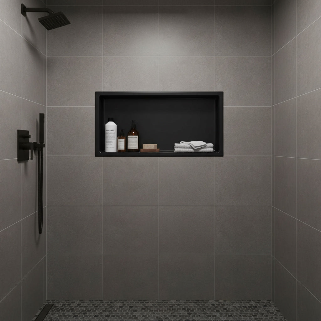 Stilform Edelstahl Wandnische Matt Schwarz in 30x30, 60x30 cm