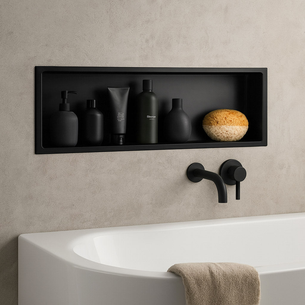 Stilform Edelstahl Wandnische Matt Schwarz in 30x30, 60x30 cm