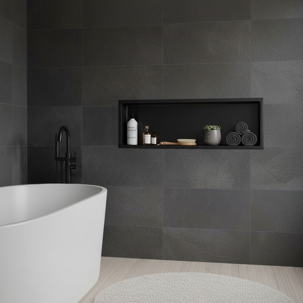 Stilform Edelstahl Wandnische Matt Schwarz in 30x30, 60x30 cm