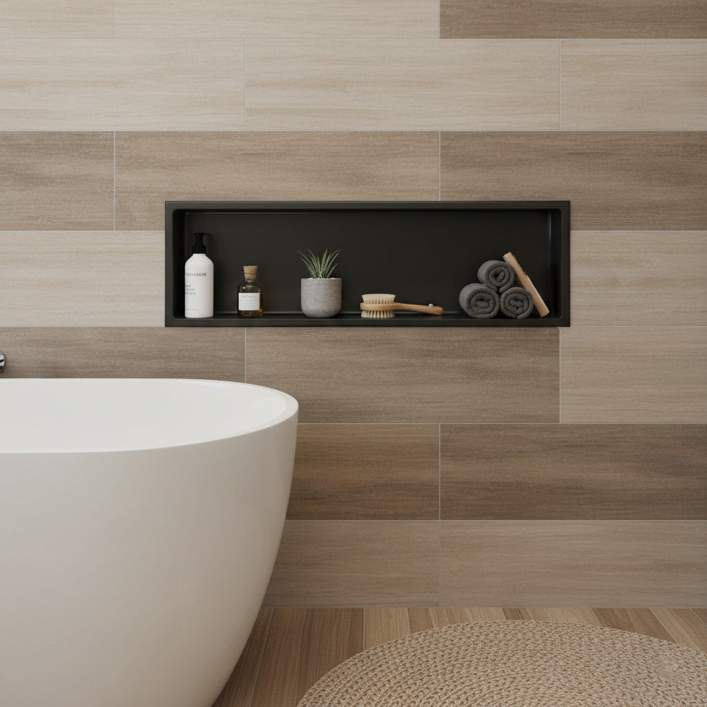 Stilform Edelstahl Wandnische Matt Schwarz in 30x30, 60x30 cm