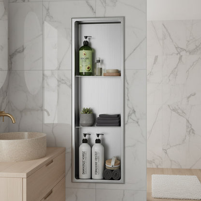 Stilform Wandnische 90 x 30 Edelstahl Gebürstet mit 2 Fachböden Duschablage
